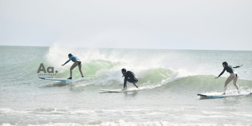 Arugam Bay Surf Lessons : Beginner Surf Experience - Learning to paddle, balance, and catch waves