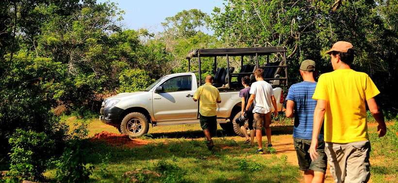 From Ella: Udawalawa Safari and Tangalle/Hiriketiya Transfer - Entering Udawalawe National Park by open Jeep