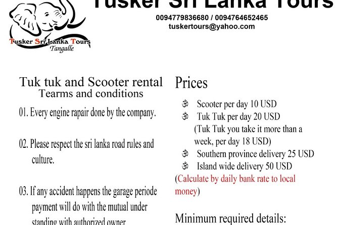 Scooter rent - Pickup from your hotel in Galle or Tangalle
